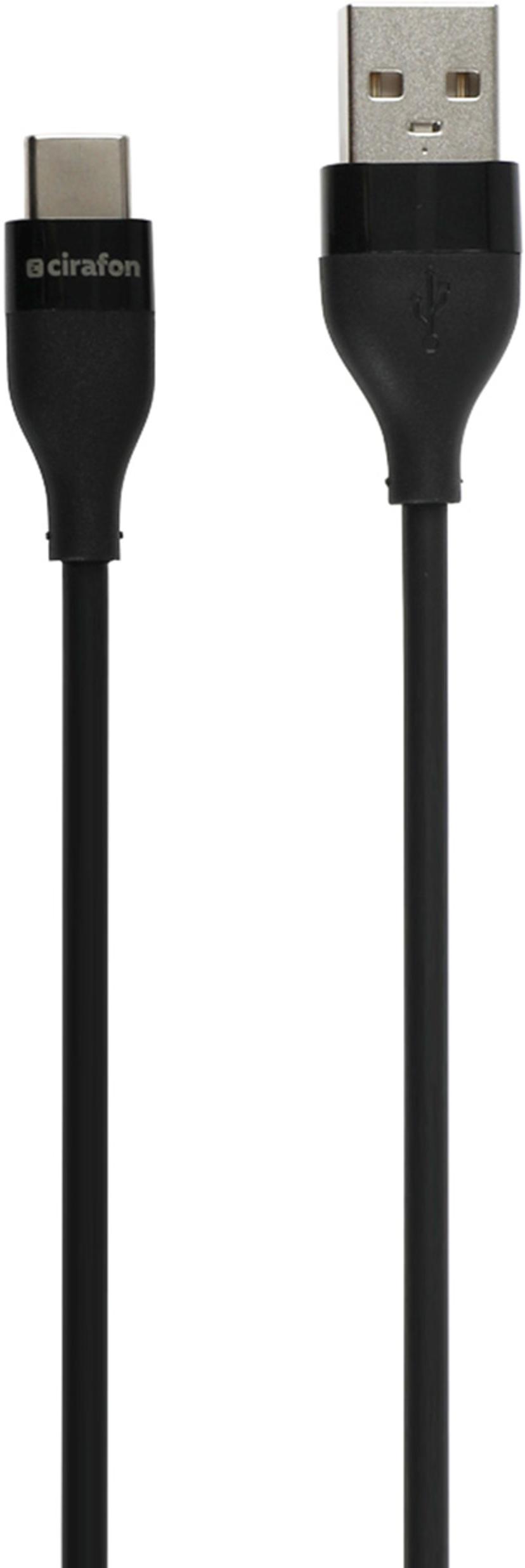 Cirafon CF-AC-TPE-2.0-B# USB-kabel 2 m USB 2.0 USB A USB C Zwart 2m USB-A USB-C Zwart