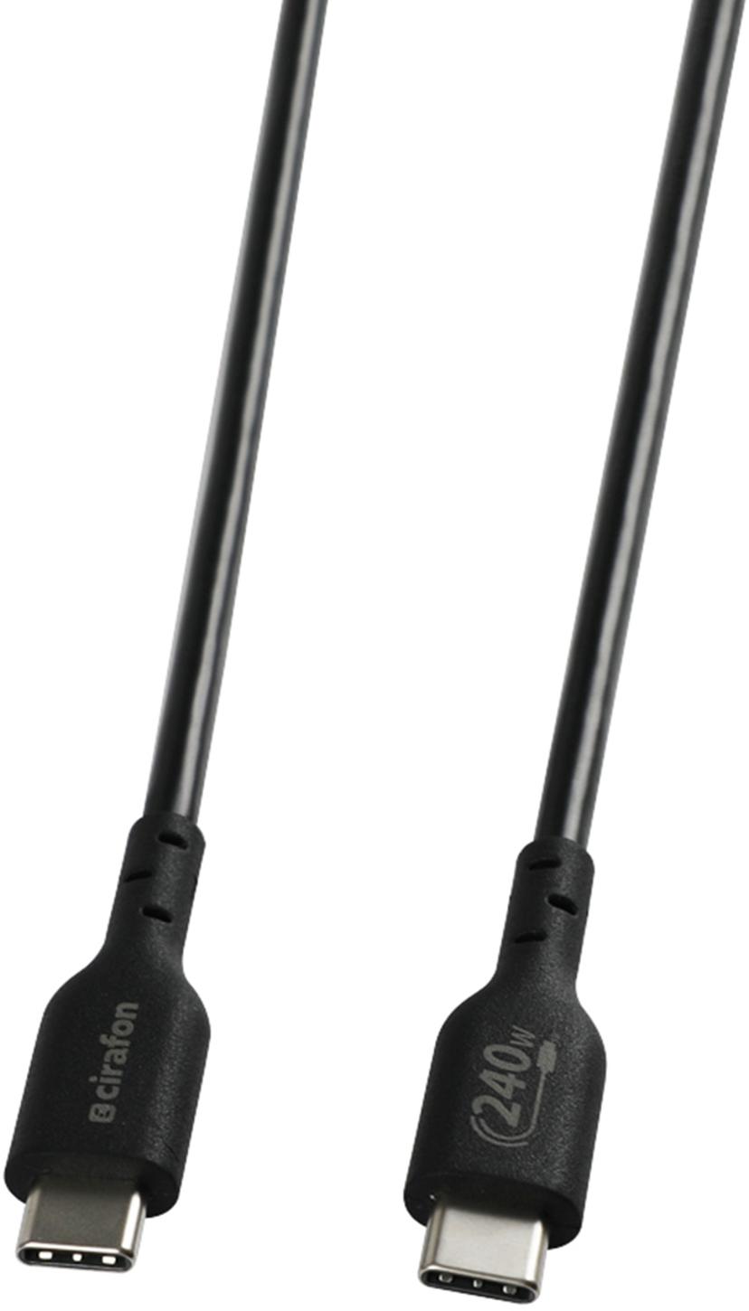 Cirafon Sync/Charge Cable 240W 1.3m USB C USB C Zwart