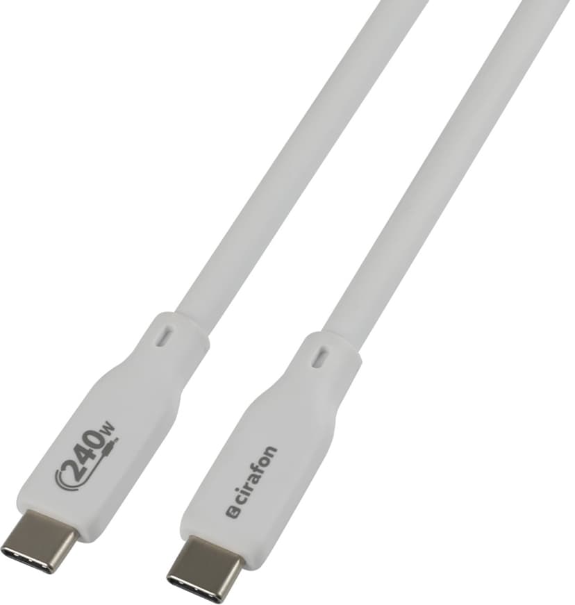 Cirafon Synk/laddkabel Silikon 240w 3m USB C USB C Vit