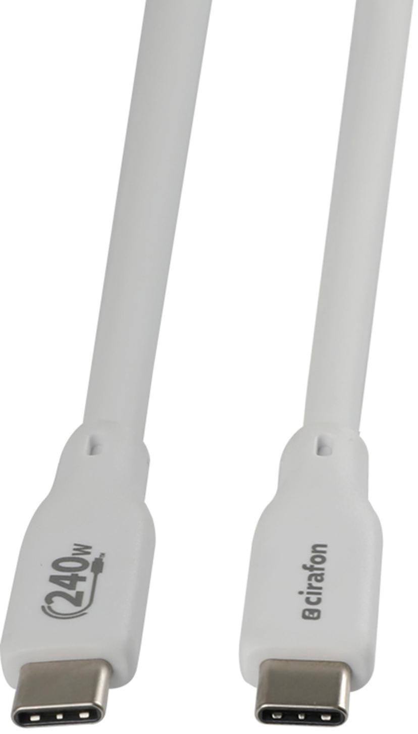 Cirafon Synk/laddkabel Silikon 240w 3m USB C USB C Vit