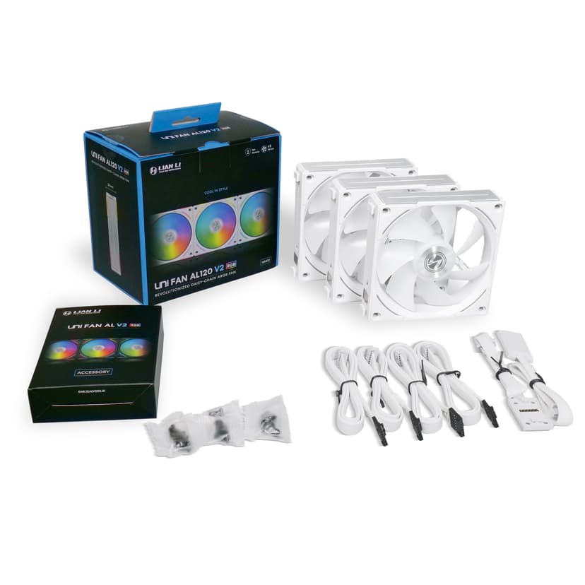 Lian-Li UNI AL120 V2 RGB PWM 3 P Vifte Hvit