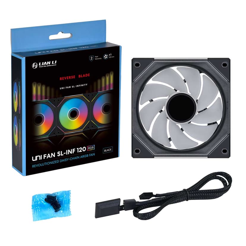Lian-Li UNI SL 120 Infinity Reverse RGB PWM Vifte Sort