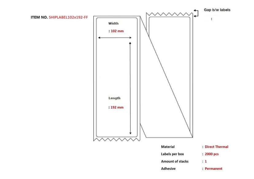 Capture Shipping Labels DT 102x192mm FanFold (PostNord/DB Schenker/UPS) 2000pcs