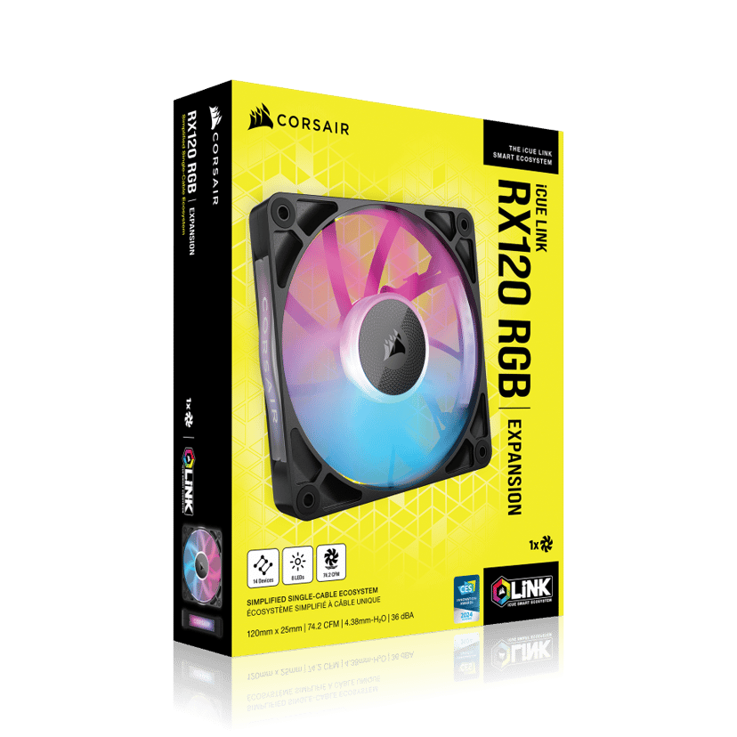 Corsair RX RGB ICUE Link RX120 RGB 120MM Single Ventilator Zwart