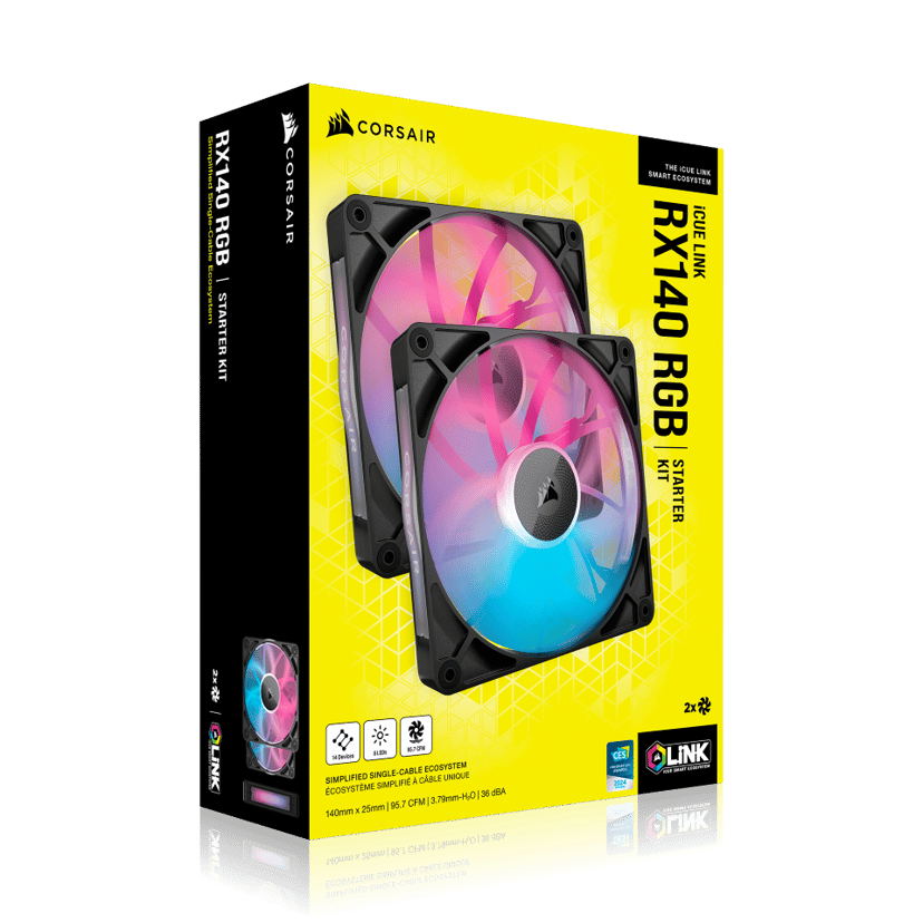 Corsair RX RGB ICUE Link RX140 RGB 140MM Dual Tuuletin Musta