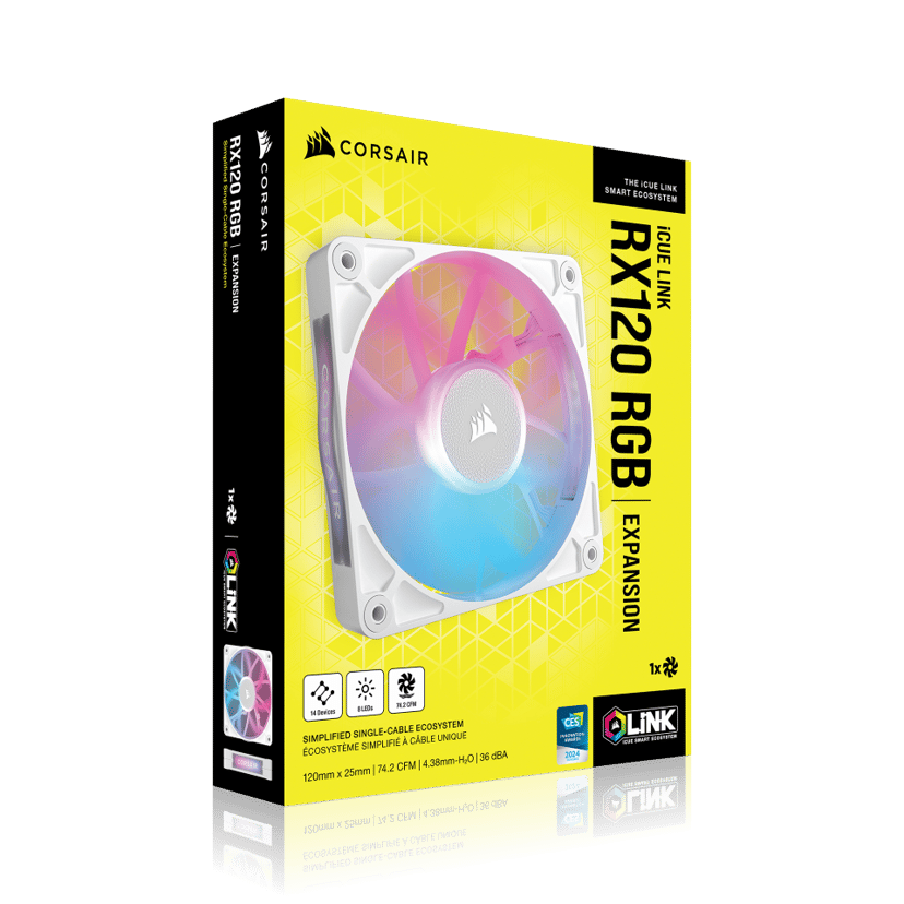 Corsair RX RGB ICUE Link RX120 RGB 120MM Single Vifte Hvit
