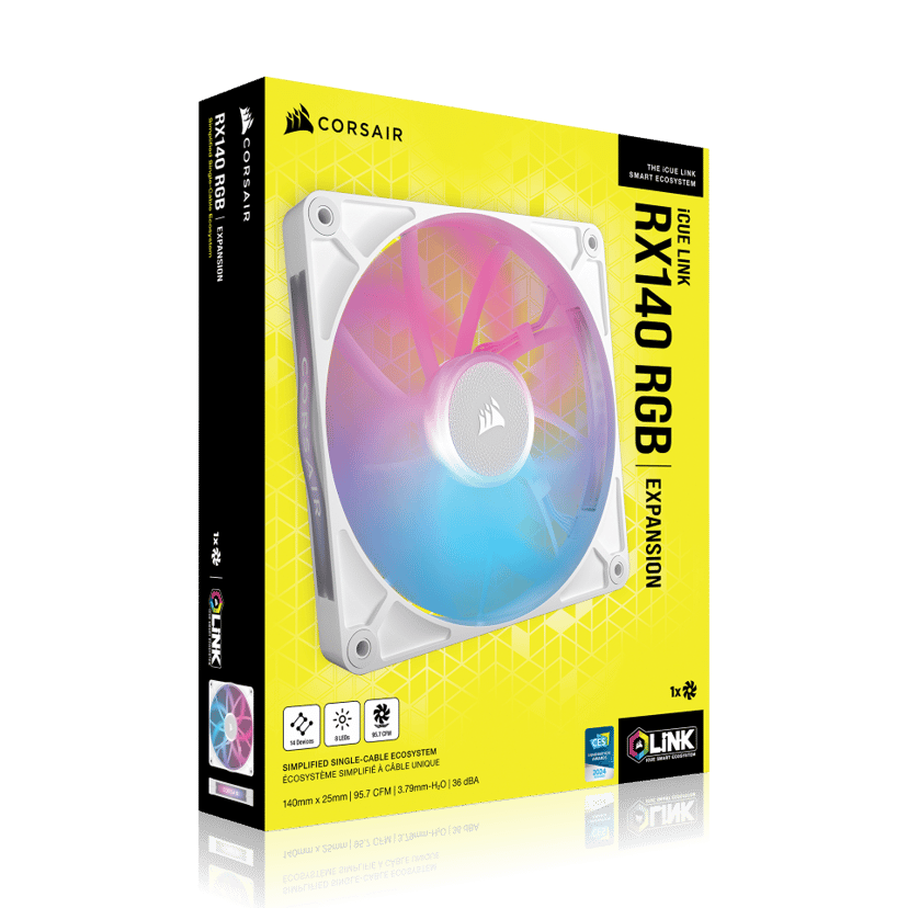 Corsair RX RGB ICUE Link RX140 RGB 140MM Single Tuuletin Valkoinen