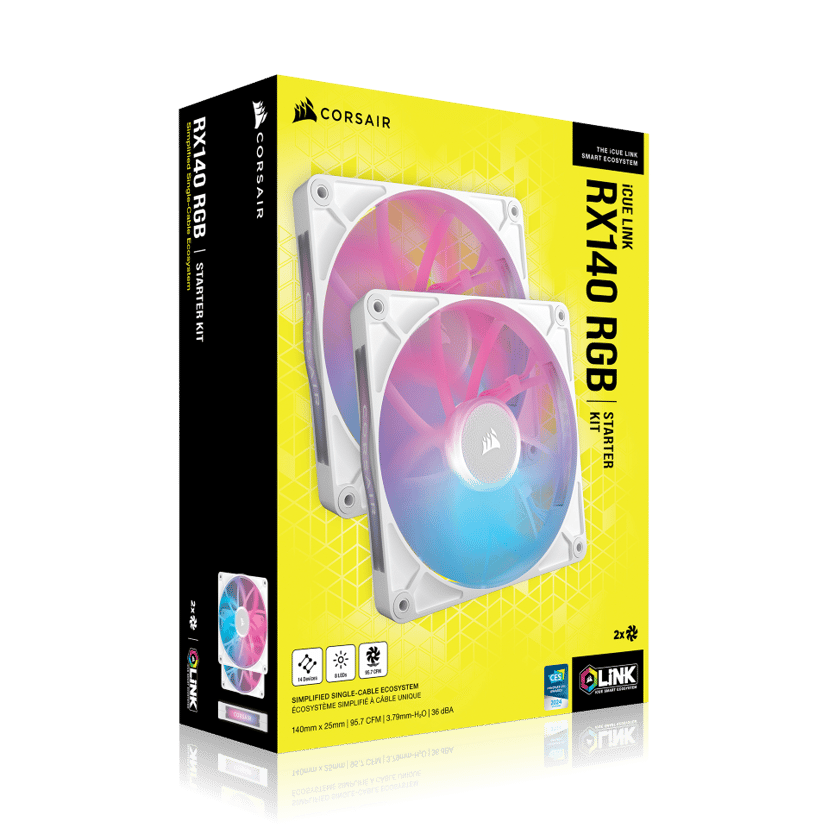 Corsair RX RGB ICUE Link RX140 RGB 140MM Dual Fläkt Vit