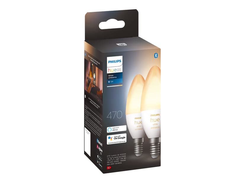 Philips Hue White ambiance Kronljus – E14 smart ljuskälla – (2-pack)