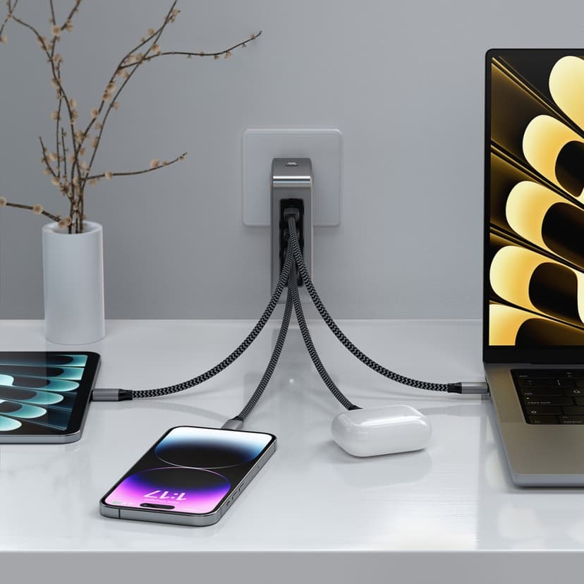 Satechi 145W USB-C GaN-reseladdare med 4 portar Silver