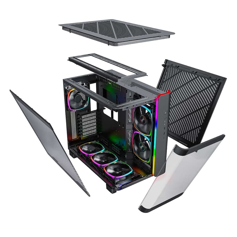 Montech King 95 Pro Curved Glass 6x ARGB +HUB Midi Tower Sort