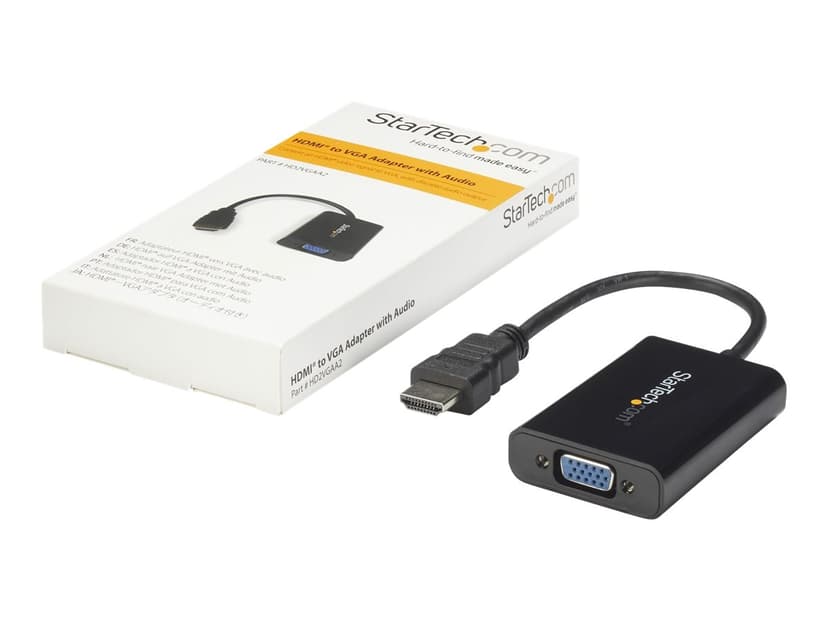 Startech HDMI to VGA Video Adapter with Audio for Laptop / Ultrabook videomuunnin Musta