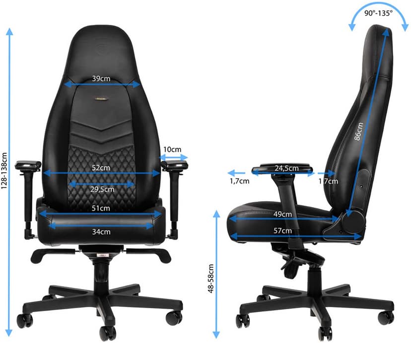 noblechairs Icon Stoppad sits Stoppat ryggstöd