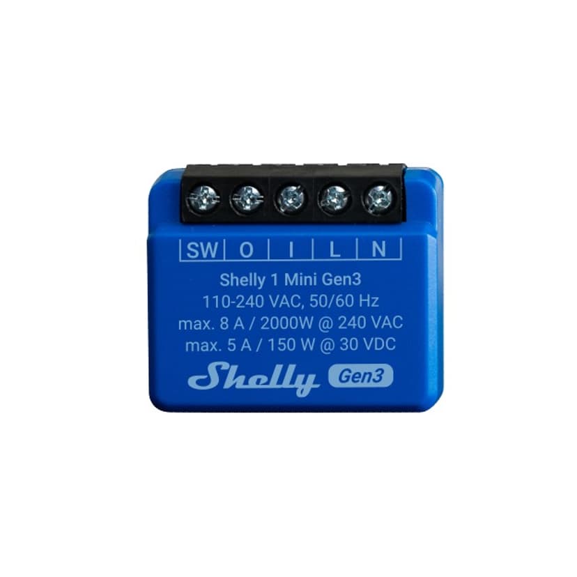 Shelly 1 Mini Gen3 Smartbryter 1P Blå