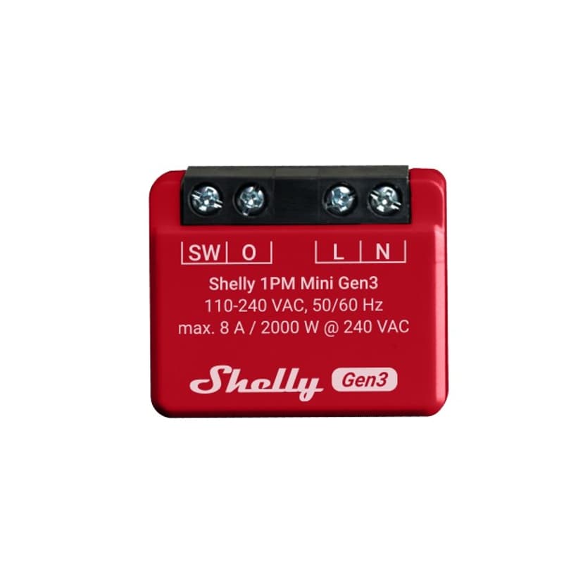 Shelly 1PM Mini Gen3 Intelligent kontakt 1P Rød
