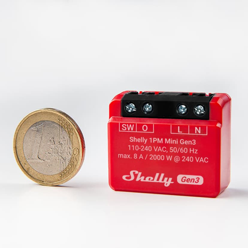 Shelly 1PM Mini Gen3 Intelligent kontakt 1P Rød