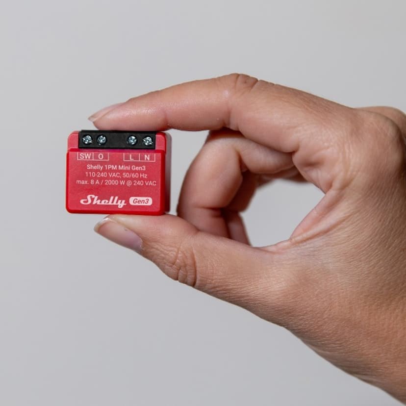 Shelly 1PM Mini Gen3 Intelligent kontakt 1P Rød