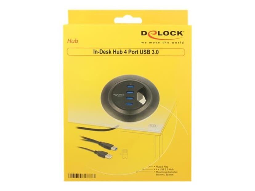 Delock 62868 keskitin USB 3.2 Gen 1 (3.1 Gen 1) Type-A 5000 Mbit/s Musta