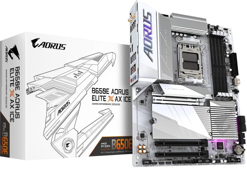 Gigabyte B650E Aorus Elite X Ax Ice Socket AM5 ATX Hovedkort