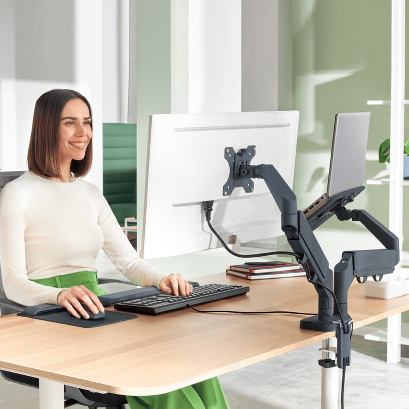 Leitz Ergo dubbele monitorarm en laptopstandaard