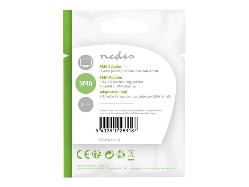 Nedis Adapter SMA-hann med omvendt polaritet - SMS-hunn 2-Pack