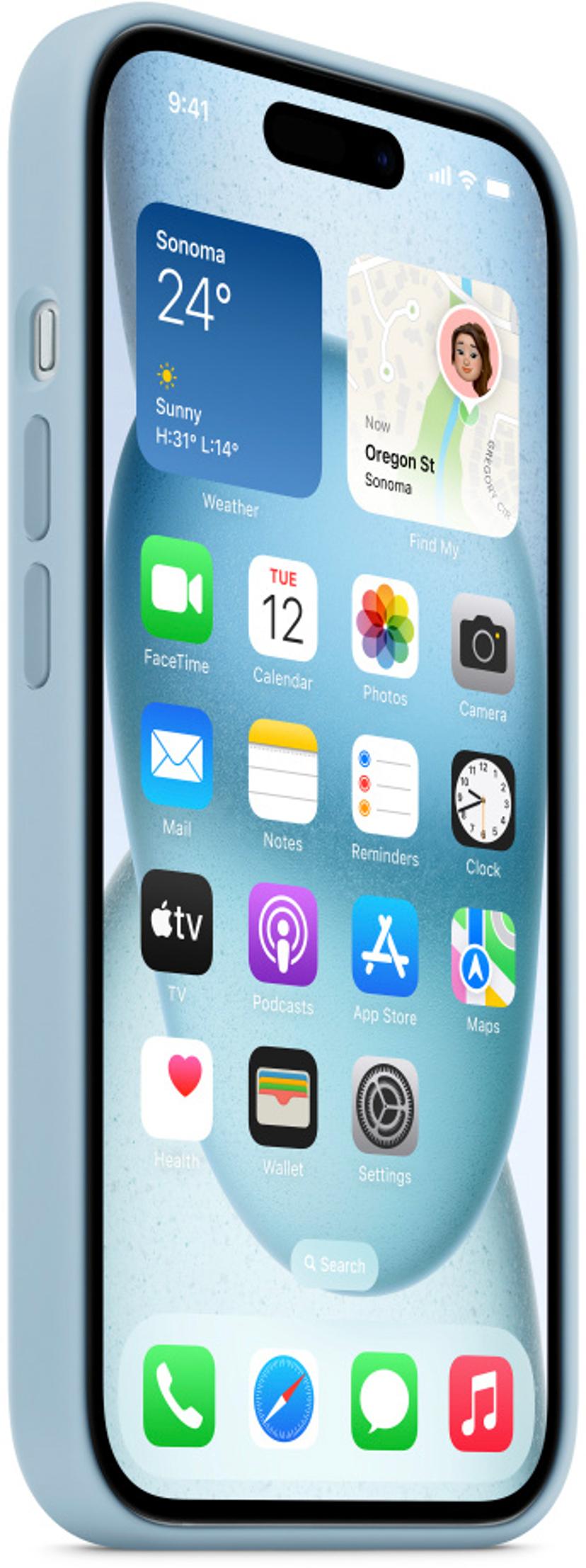 Apple Silicone Case With Magsafe iPhone 15 Plus Vaaleansininen