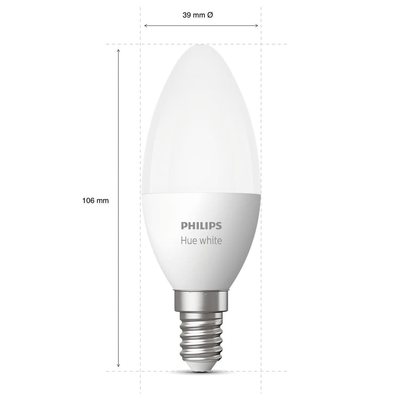 Philips Hvide Hue pærer Kerte - E14 pære - 1-pak
