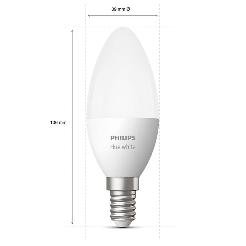 Philips Hue hvit Mignon - E14 lyspærer - 2-pakning