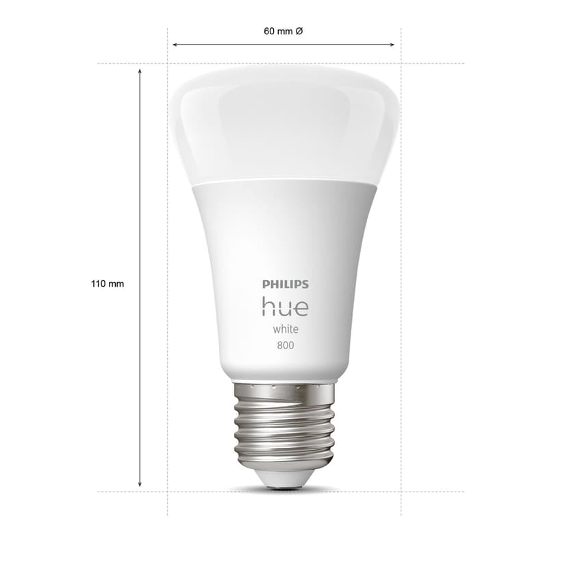 Philips Hvide Hue pærer A60 - E27 pærer - 800 - 4-pak