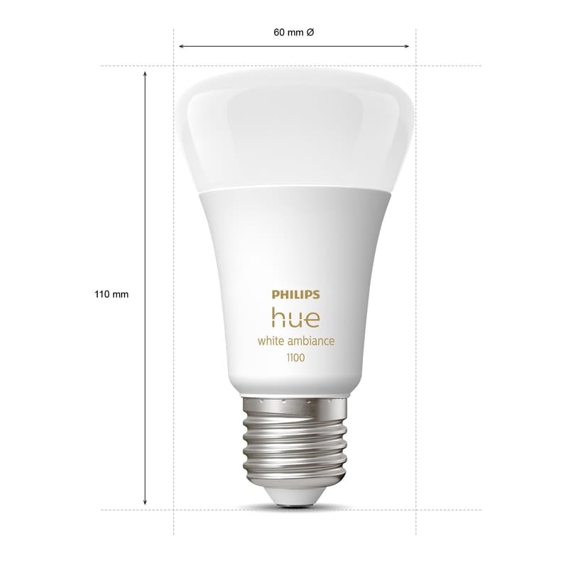 Philips Hue White ambiance A60 – E27 smart ljuskälla – 1100 (2-pack)