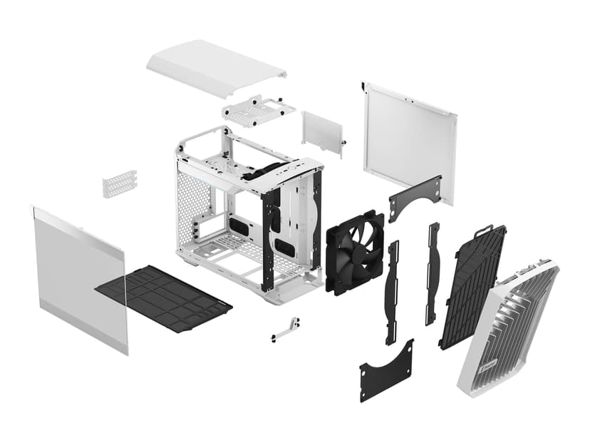 Fractal Design Torrent Nano White Clear Glass Micro Tower Hvit