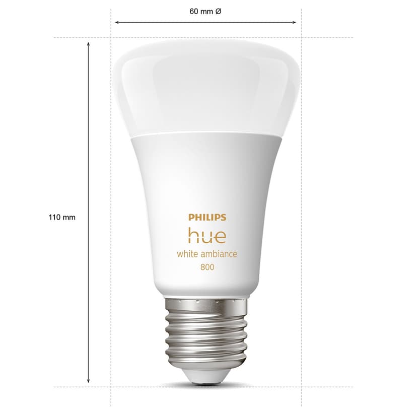 Philips Hue White ambiance A60 – E27 smart ljuskälla – 800 (2-pack)