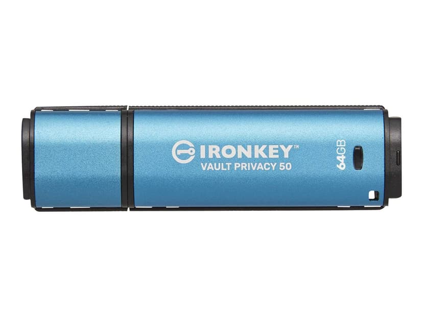 Kingston Ironkey Vault Privacy 50 64GB USB-A Musta, Sininen
