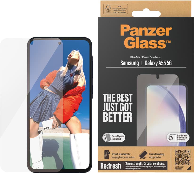 Panzerglass Ultra-Wide Fit skärmskydd Samsung Galaxy A55 5G