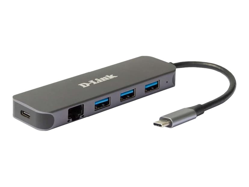 D-Link DUB-2334 kannettavien tietokoneiden telakka ja porttitoistin Langallinen USB Type-C Harmaa USB-C