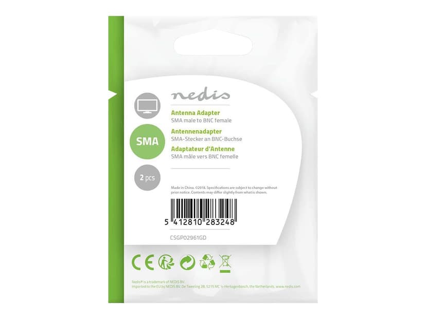 Nedis CSGP02961GD kabelomvandlare (hane/hona) SMA Male BNC Female Guld SMA Hane BNC Hona
