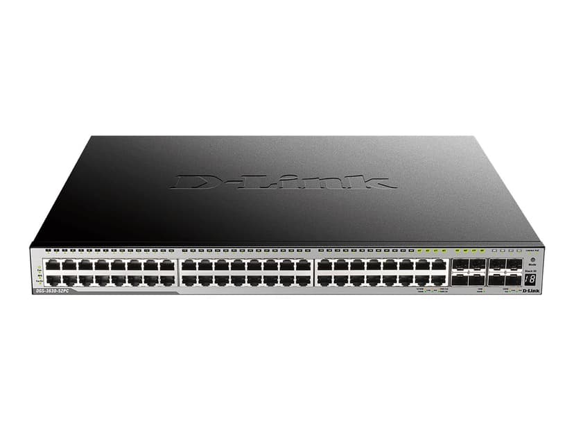 D-Link DGS-3630-52PC/SI nettverkssvitsj Håndtert L3 Gigabit Ethernet (10/100/1000) Strøm over Ethernet (PoE) Sort, Grå