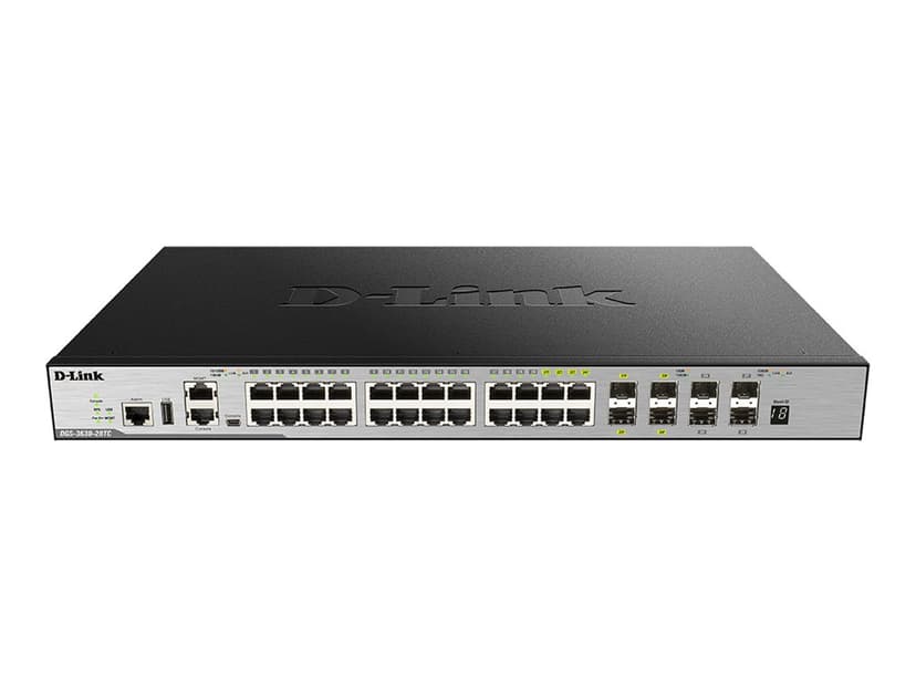 D-Link DGS-3630-28TC Hallittu L3 Gigabit Ethernet (10/100/1000) 1U musta