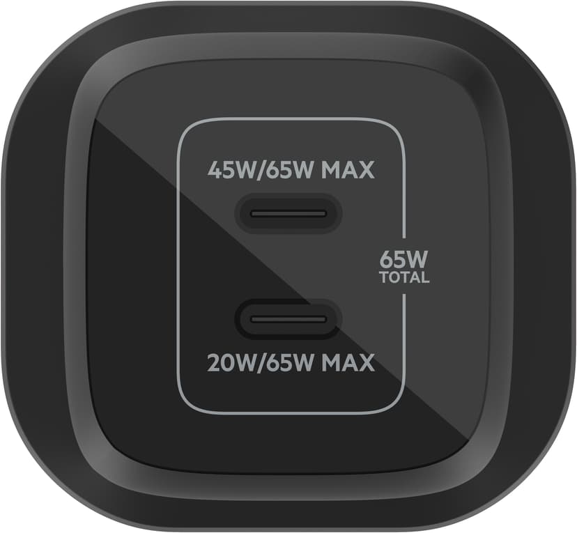 Belkin 65W USB-C Gan PD PPS Dual Wall Charger Svart