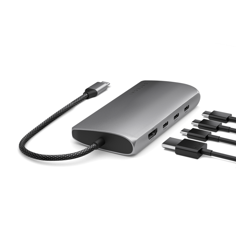 Satechi USB-C Multiport Adapter 8K with Ethernet V3 - Space Grey USB 3.2 Gen 1 (3.1 Gen 1) Type-C