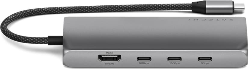 Satechi USB-C Multiport Adapter 8K with Ethernet V3 - Space Grey USB 3.2 Gen 1 (3.1 Gen 1) Type-C