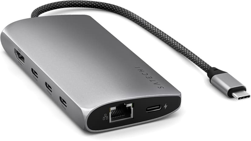 Satechi USB-C Multiport Adapter 8K with Ethernet V3 - Space Grey USB 3.2 Gen 1 (3.1 Gen 1) Type-C