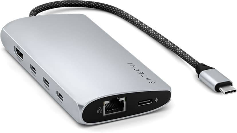 Satechi USB-C Multiport Adapter 8K with Ethernet V3 - Silver USB 3.2 Gen 1 (3.1 Gen 1) Type-C