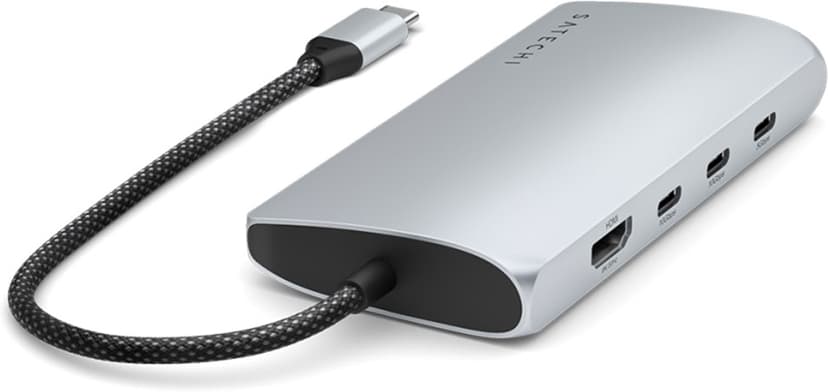 Satechi USB-C Multiport Adapter 8K with Ethernet V3 - Silver USB 3.2 Gen 1 (3.1 Gen 1) Type-C
