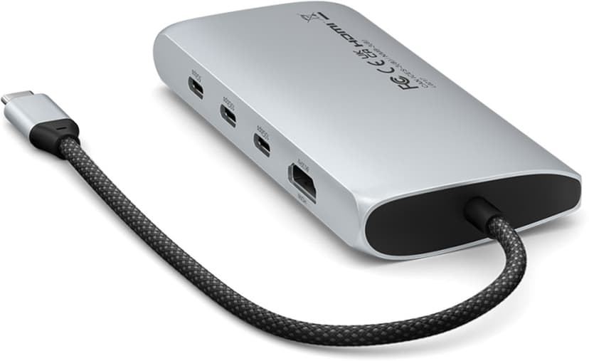 Satechi USB-C Multiport Adapter 8K with Ethernet V3 - Silver USB 3.2 Gen 1 (3.1 Gen 1) Type-C