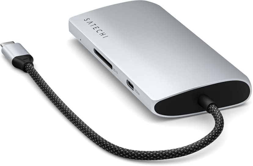 Satechi USB-C Multiport Adapter 8K with Ethernet V3 - Silver USB 3.2 Gen 1 (3.1 Gen 1) Type-C