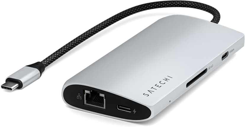 Satechi USB-C Multiport Adapter 8K with Ethernet V3 - Silver USB 3.2 Gen 1 (3.1 Gen 1) Type-C