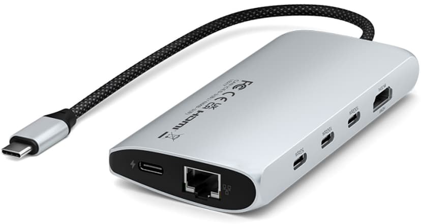 Satechi USB-C Multiport Adapter 8K with Ethernet V3 - Silver USB 3.2 Gen 1 (3.1 Gen 1) Type-C