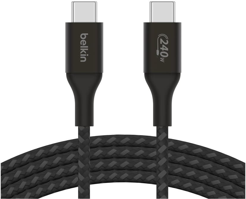 Belkin 240W USB-C to USB-C cable Braided 2m USB C USB C Svart