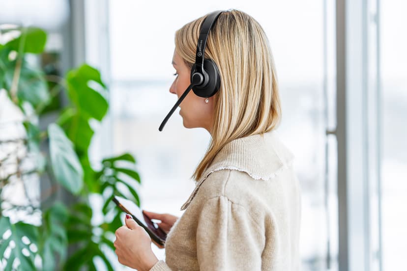 Voxicon P60 ENC - Bluetooth headset met noise-cancelling microfoon & ondersteuning voor teams USB Type-A Zwart